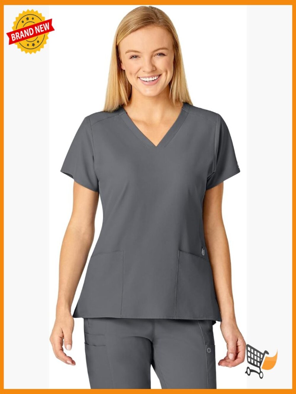 Womens Flex Back V-Neck Scrub Top 5 Pocket Stretch